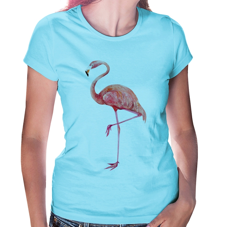 Baby Look Flamingo - Azul Bebê