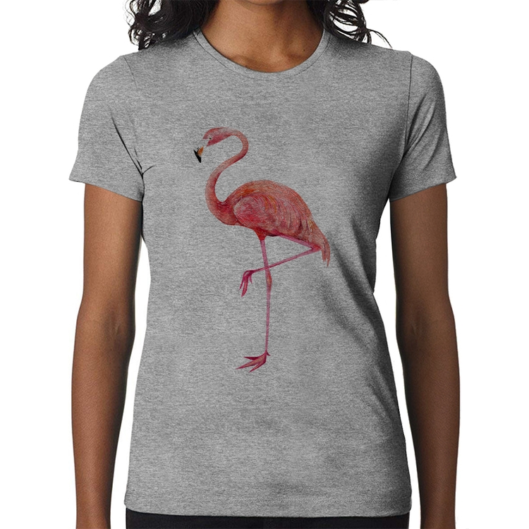 Baby Look Flamingo - Cinza