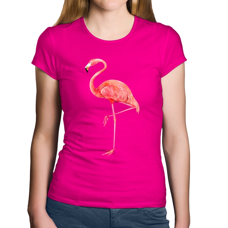 Baby Look Algodão Flamingo - Rosa