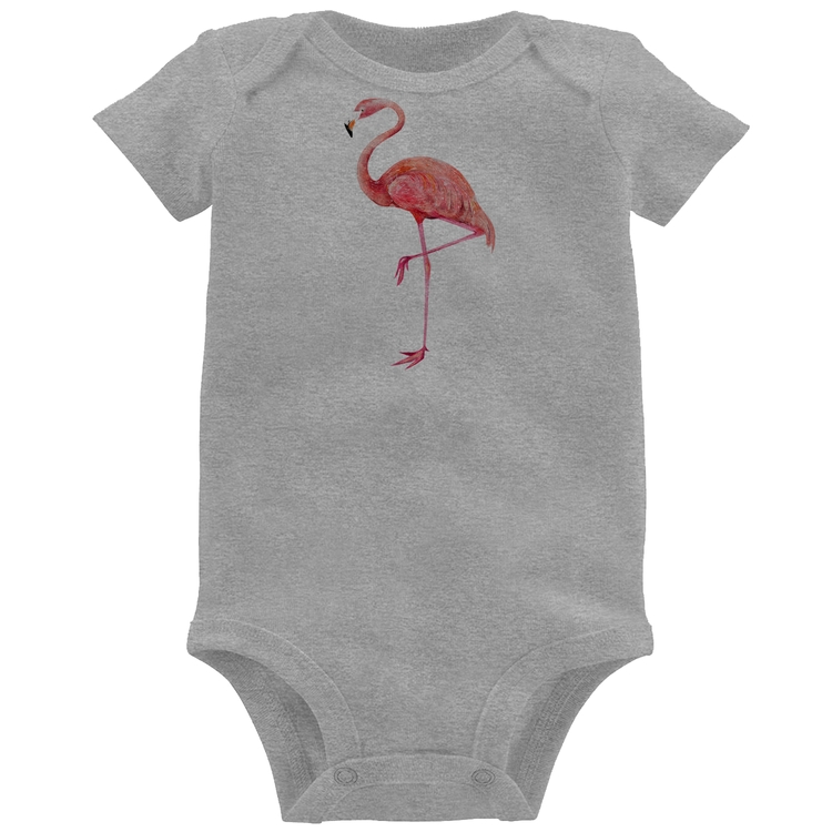 Body Bebê Flamingo - Cinza