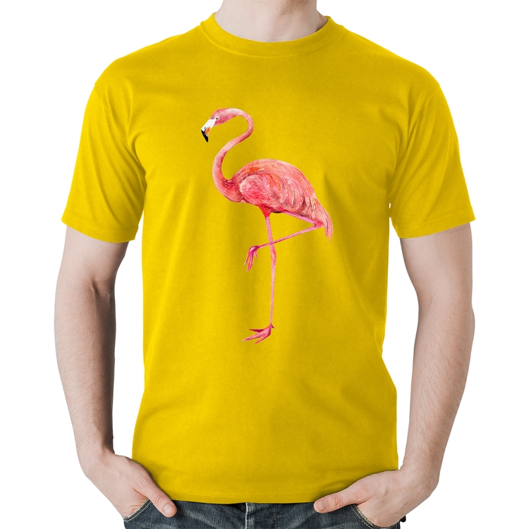 Camiseta Algodão Flamingo - Amarela