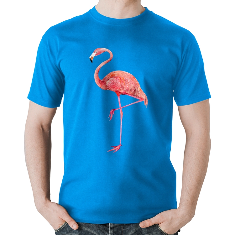 Camiseta Algodão Flamingo - Azul