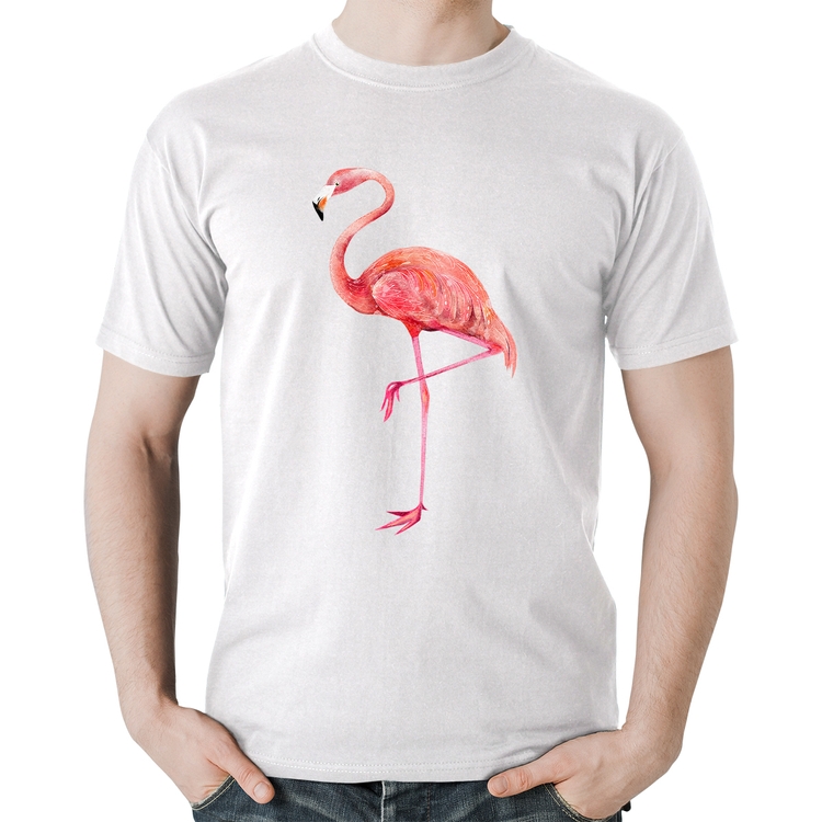 Camiseta Algodão Flamingo - Branca