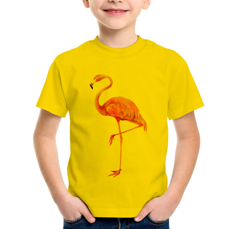 Camiseta Infantil Flamingo - Amarela
