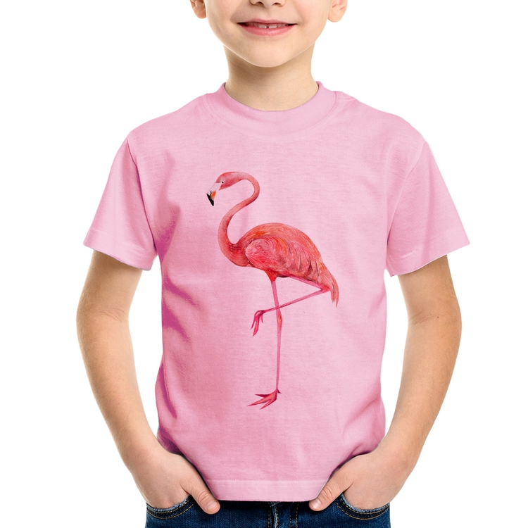 Camiseta Infantil Flamingo - Rosa Bebê