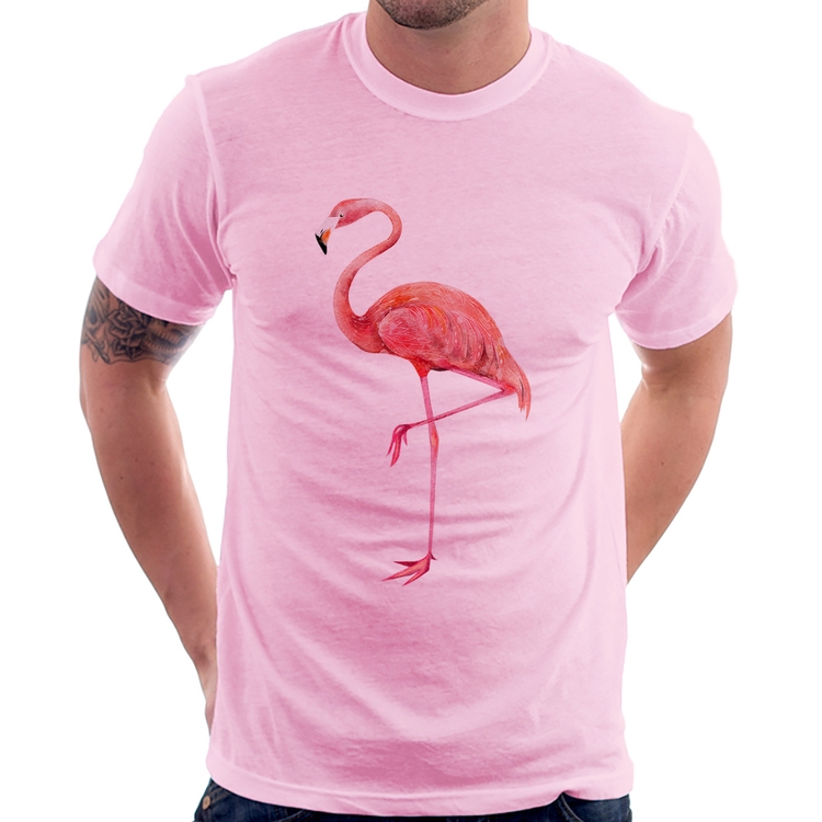 Camiseta Flamingo - Rosa Bebê
