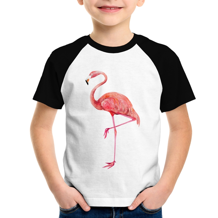 Camiseta Raglan Infantil Flamingo