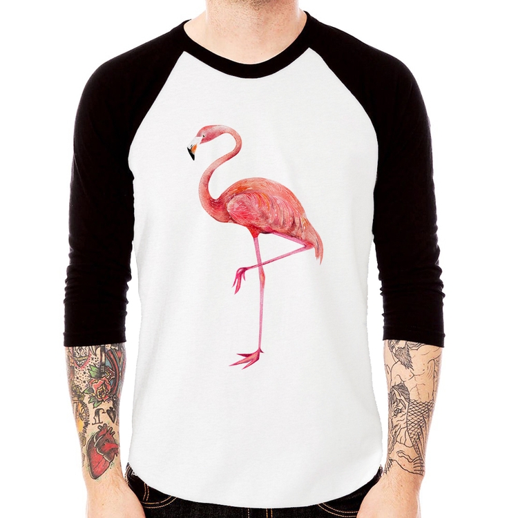 Camiseta Raglan Flamingo Manga 3/4