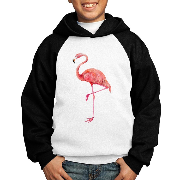 Moletom Infantil Flamingo - Branco/Preto