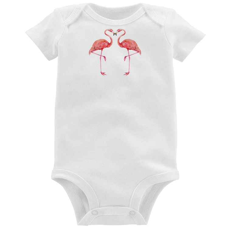 Body Bebê Flamingos coração