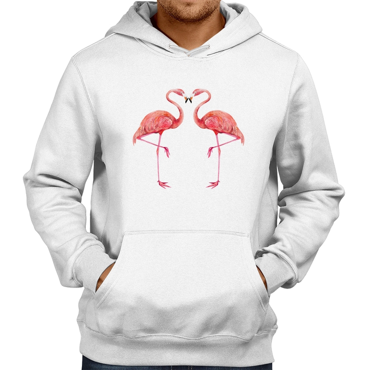 Moletom Flamingos coração - Branco