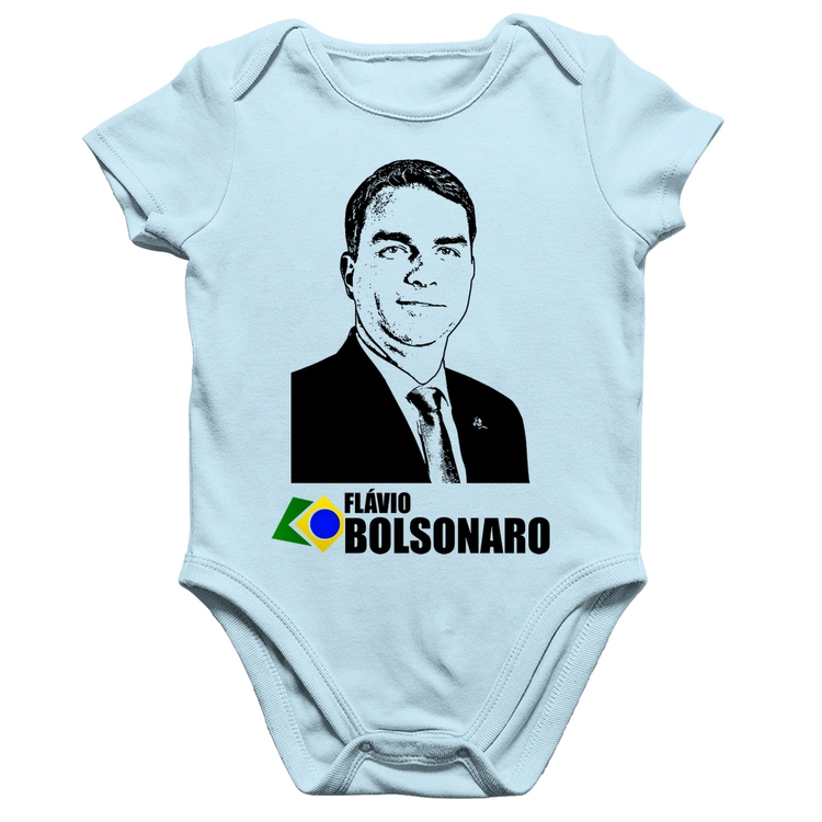 Body Bebê Algodão Flávio Bolsonaro 2026 - Azul Bebê