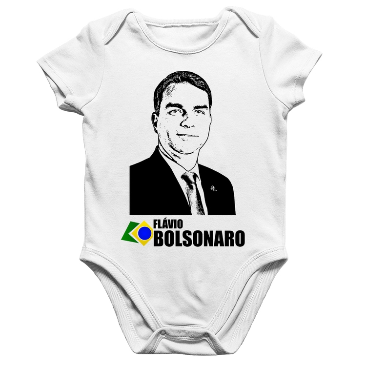 Body Bebê Algodão Flávio Bolsonaro 2026 - Branco