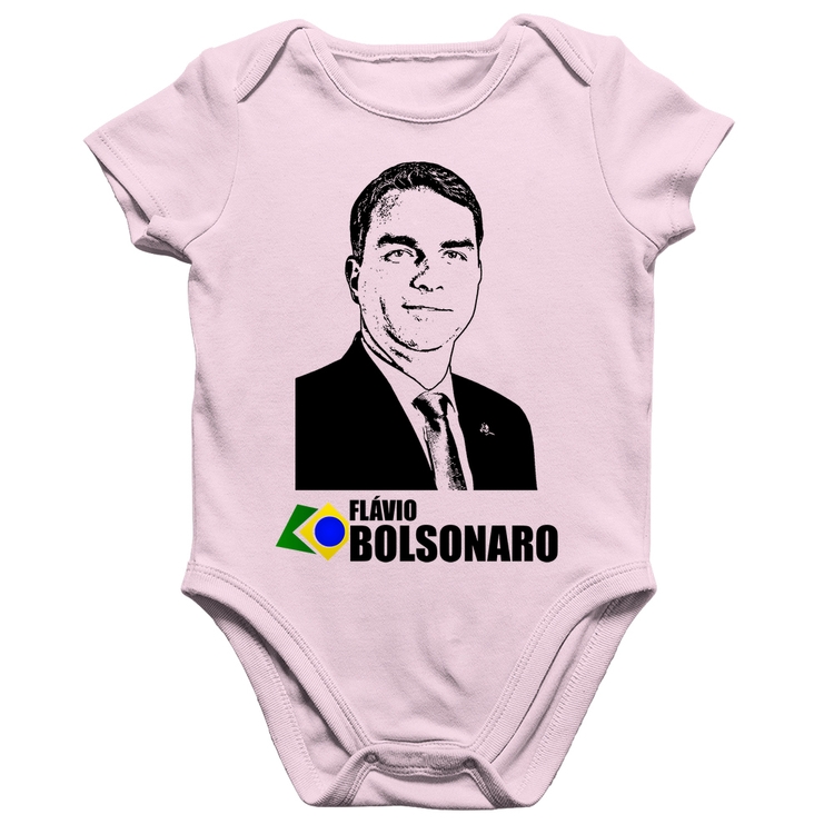 Body Bebê Algodão Flávio Bolsonaro 2026 - Rosa Bebê