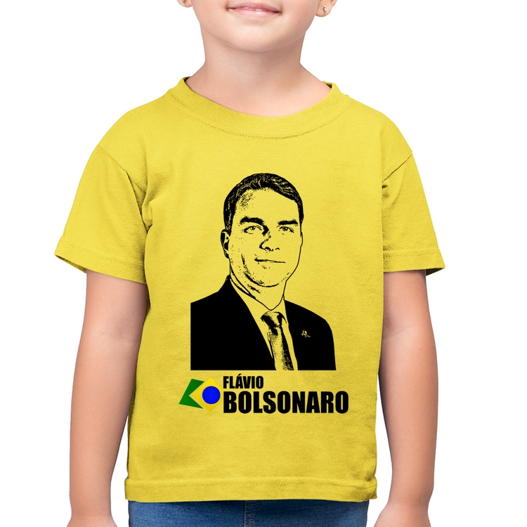 Camiseta Algodão Infantil Flávio Bolsonaro 2026 - Amarelo Canário