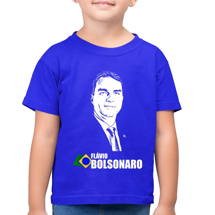 Camiseta Algodão Infantil Flávio Bolsonaro 2026 - Azul Royal