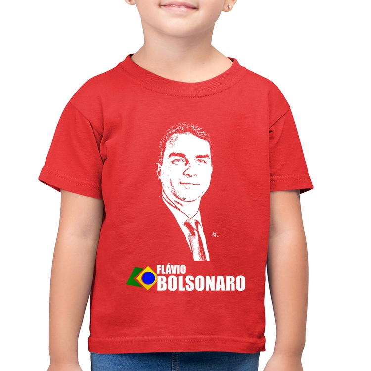 Camiseta Algodão Infantil Flávio Bolsonaro 2026 - Vermelha
