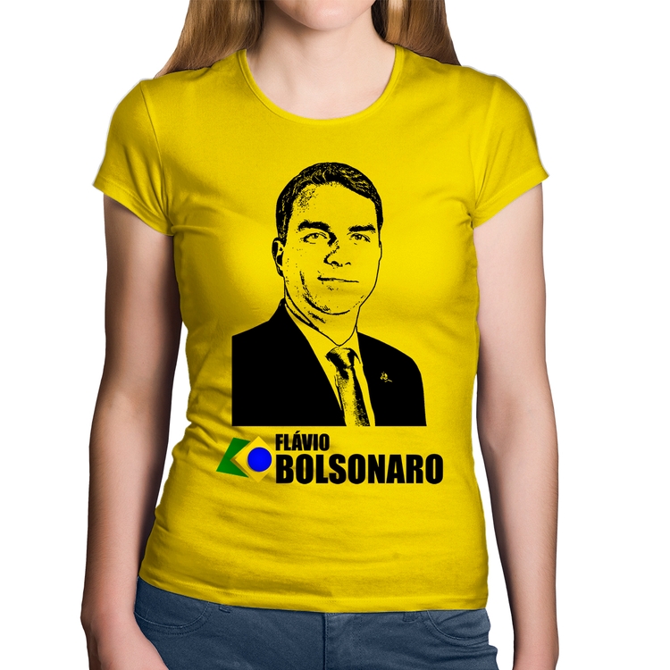 Baby Look Algodão Flávio Bolsonaro 2026 - Amarela