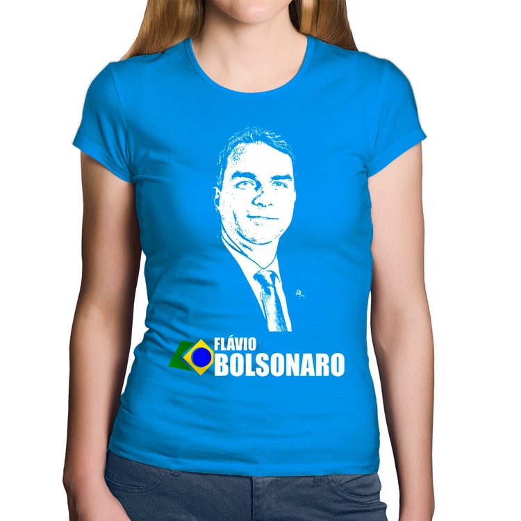 Baby Look Algodão Flávio Bolsonaro 2026 - Azul