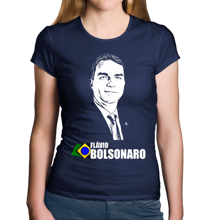 Baby Look Algodão Flávio Bolsonaro 2026 - Marinho