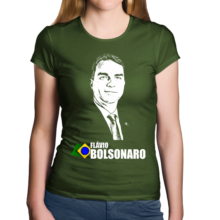 Baby Look Algodão Flávio Bolsonaro 2026 - Musgo