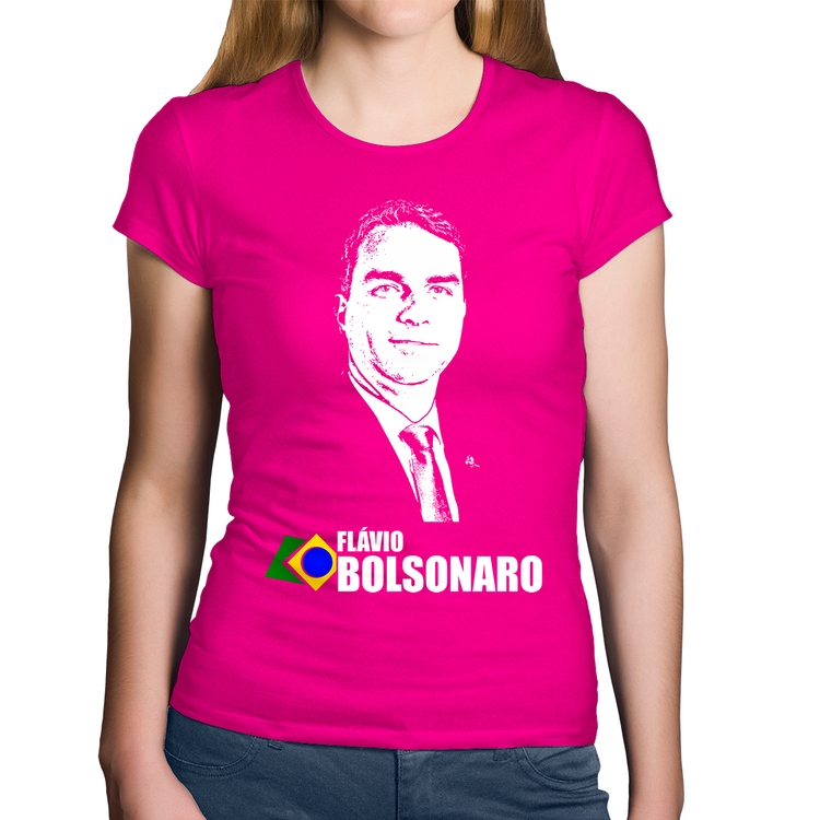 Baby Look Algodão Flávio Bolsonaro 2026 - Rosa