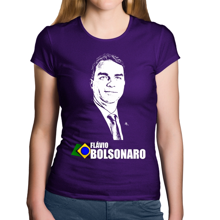 Baby Look Algodão Flávio Bolsonaro 2026 - Roxa