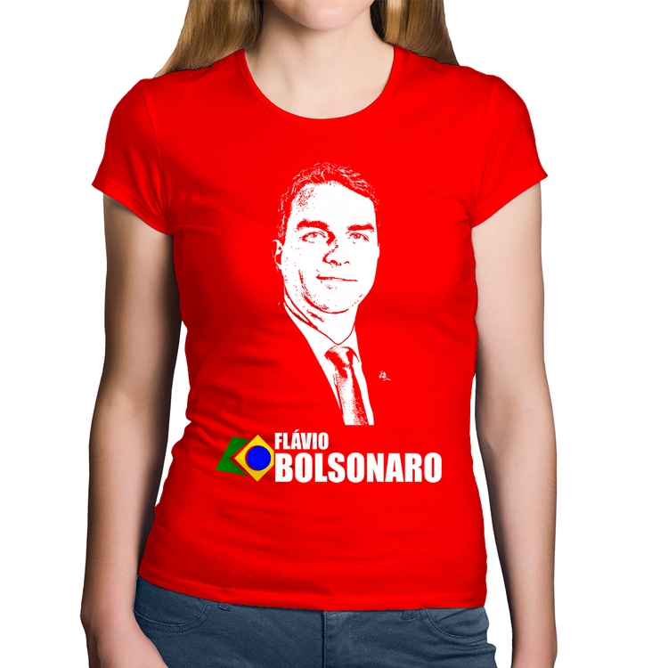 Baby Look Algodão Flávio Bolsonaro 2026 - Vermelha