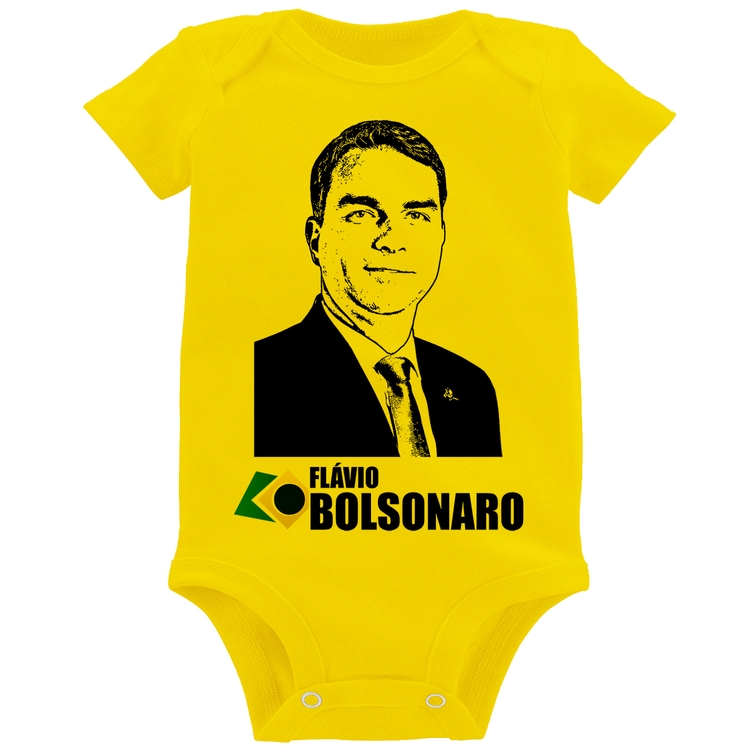 Body Bebê Flávio Bolsonaro 2026 - Amarelo