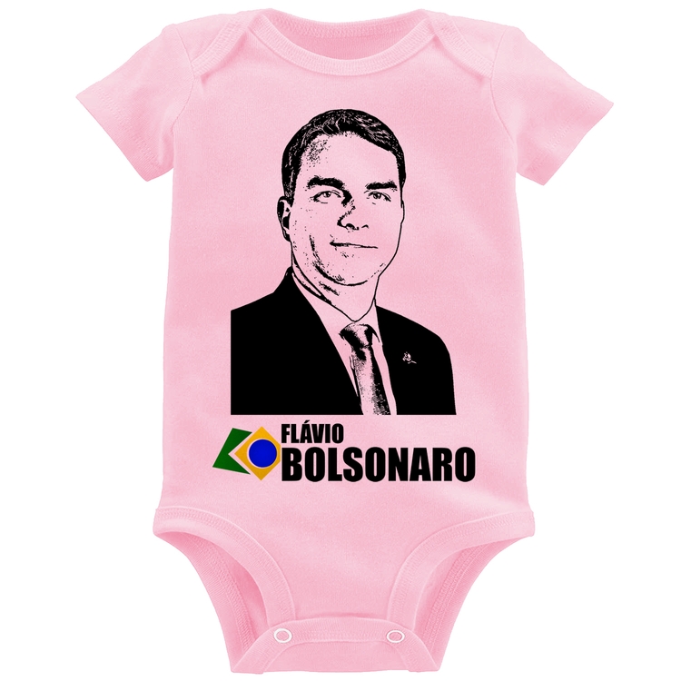 Body Bebê Flávio Bolsonaro 2026 - Rosa Bebê