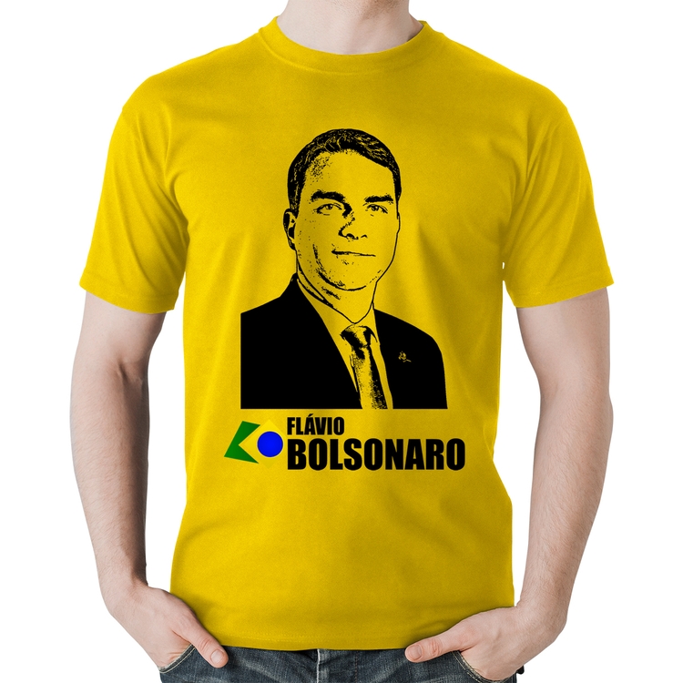 Camiseta Algodão Flávio Bolsonaro 2026 - Amarela