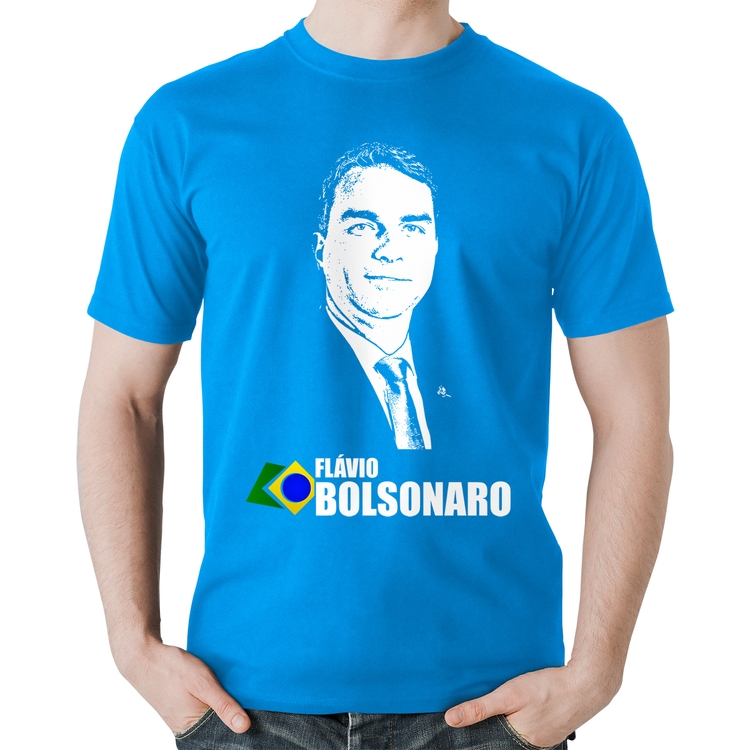 Camiseta Algodão Flávio Bolsonaro 2026 - Azul