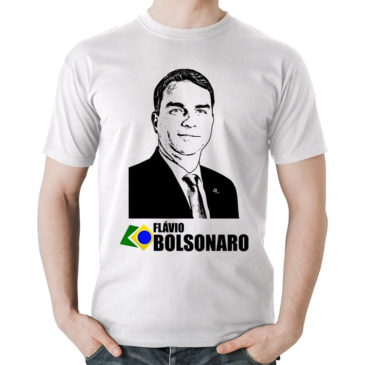 Camiseta Algodão Flávio Bolsonaro 2026 - Branca