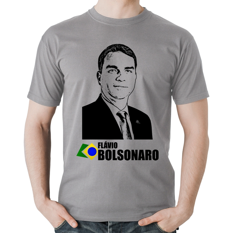 Camiseta Algodão Flávio Bolsonaro 2026 - Cinza