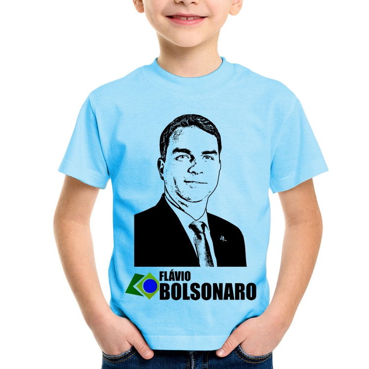 Camiseta Infantil Flávio Bolsonaro 2026 - Azul Bebê