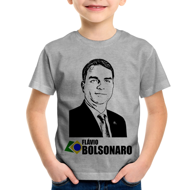 Camiseta Infantil Flávio Bolsonaro 2026 - Cinza