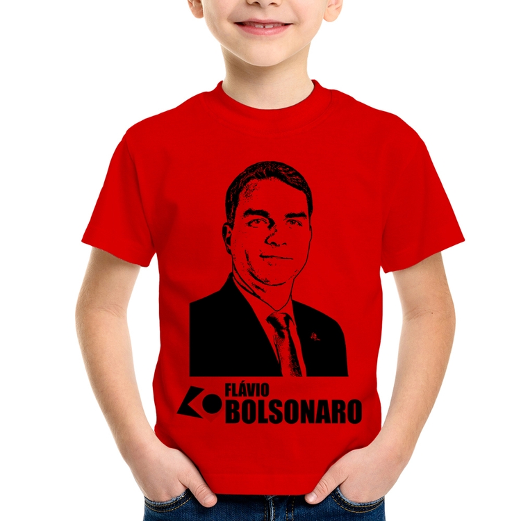 Camiseta Infantil Flávio Bolsonaro 2026 - Vermelha
