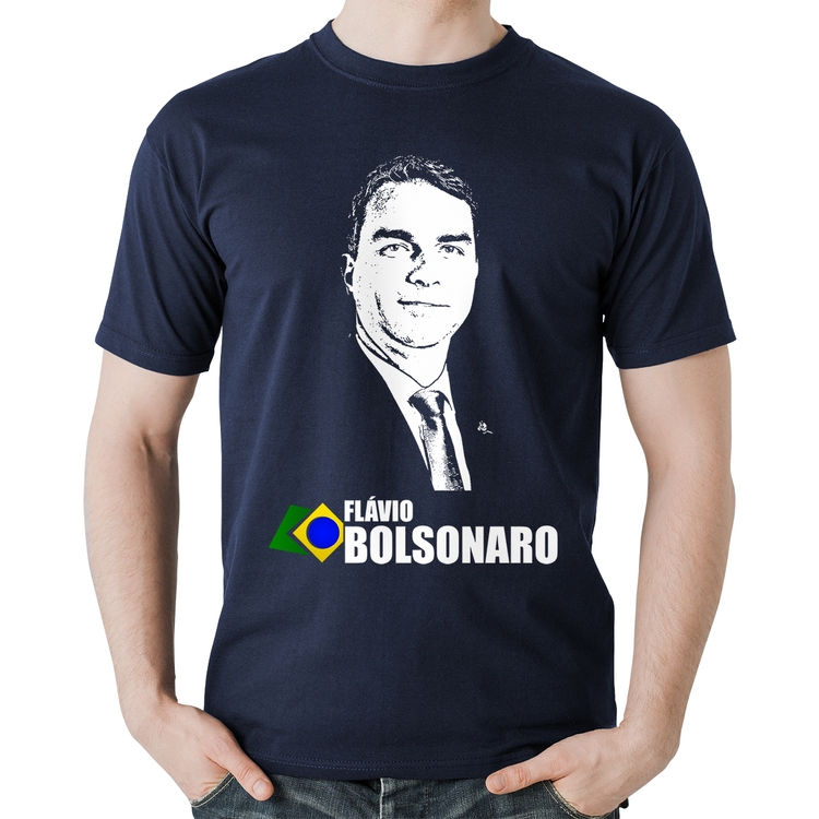Camiseta Algodão Flávio Bolsonaro 2026 - Marinho