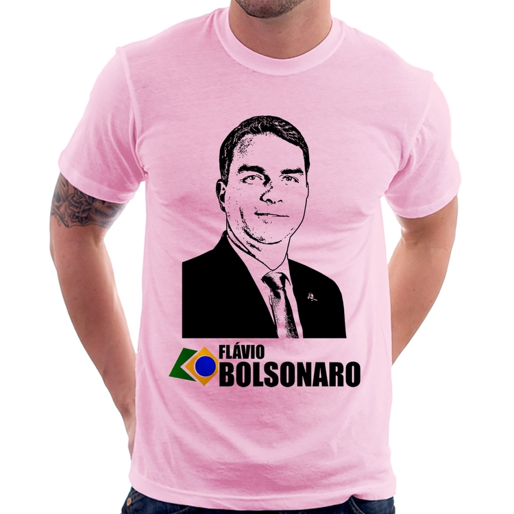 Camiseta Flávio Bolsonaro 2026 - Rosa Bebê