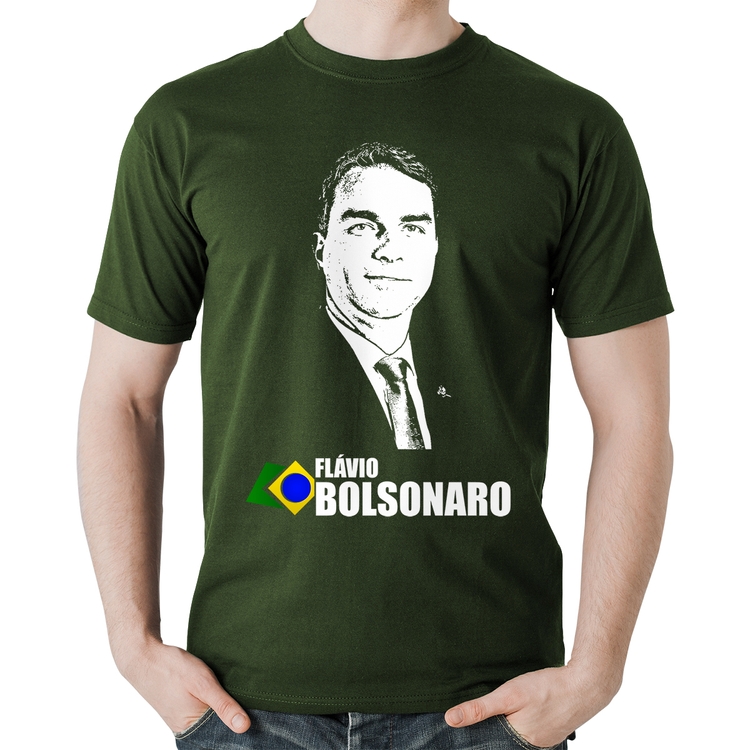 Camiseta Algodão Flávio Bolsonaro 2026 - Musgo