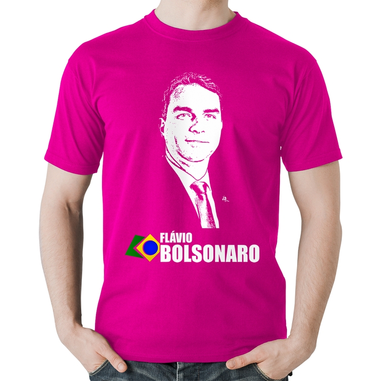 Camiseta Algodão Flávio Bolsonaro 2026 - Rosa