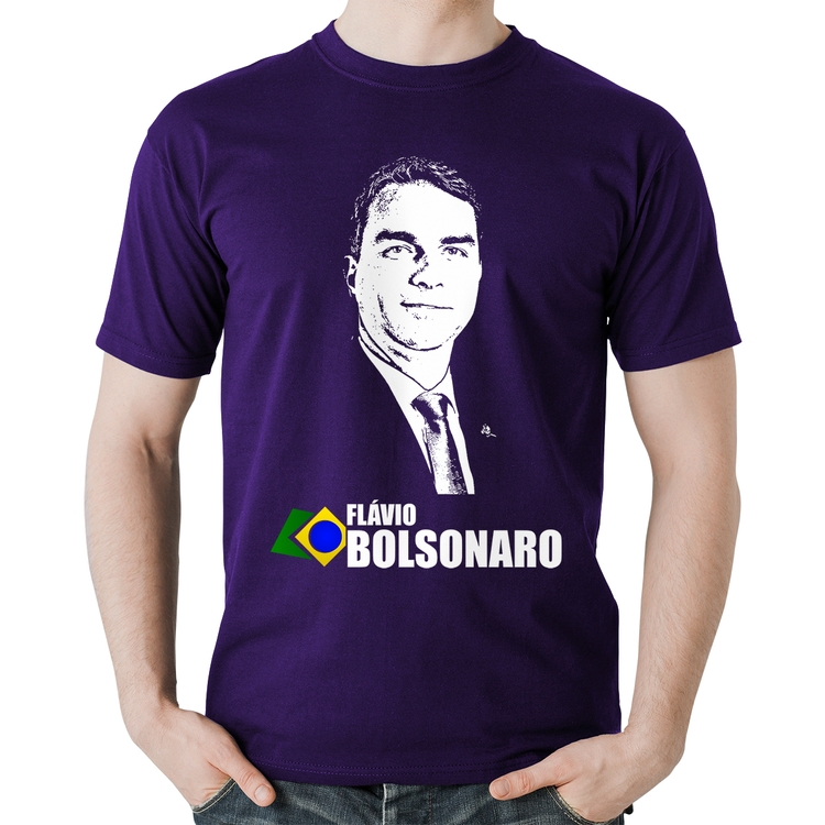 Camiseta Algodão Flávio Bolsonaro 2026 - Roxa
