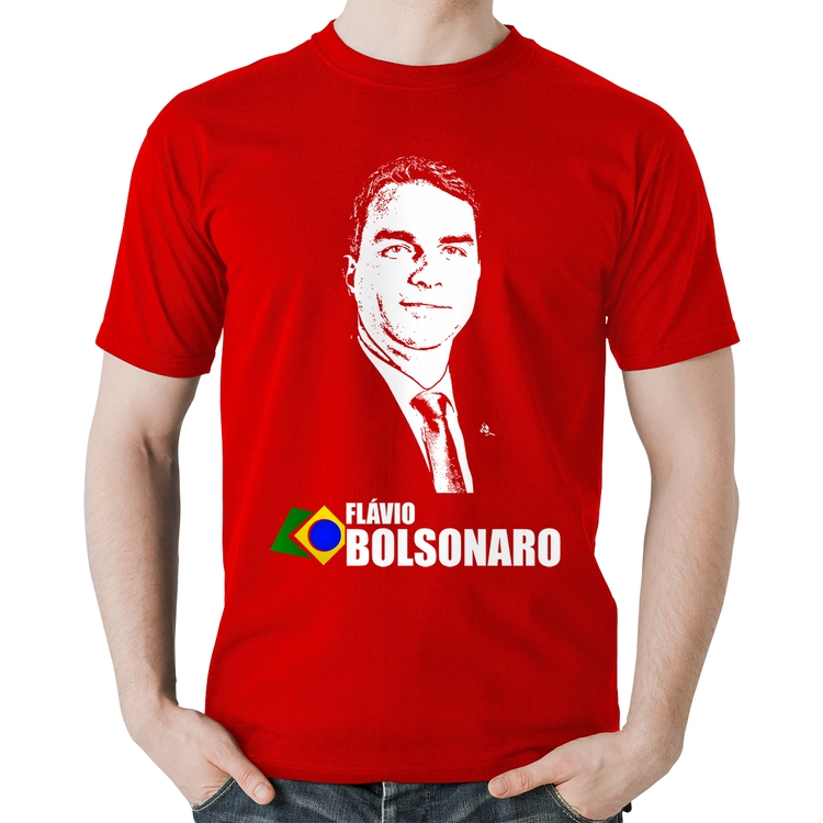Camiseta Algodão Flávio Bolsonaro 2026 - Vermelha