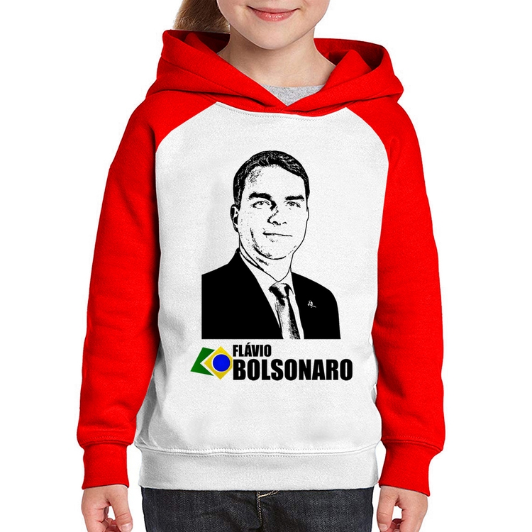 Moletom Infantil Flávio Bolsonaro 2026 - Branco/Vermelho