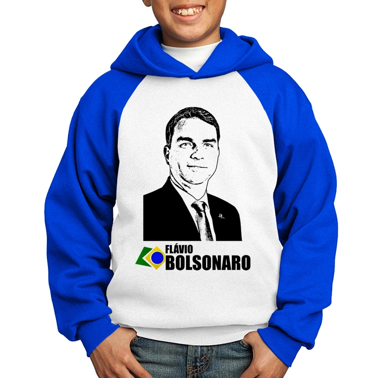 Moletom Infantil Flávio Bolsonaro 2026 - Branco/Azul