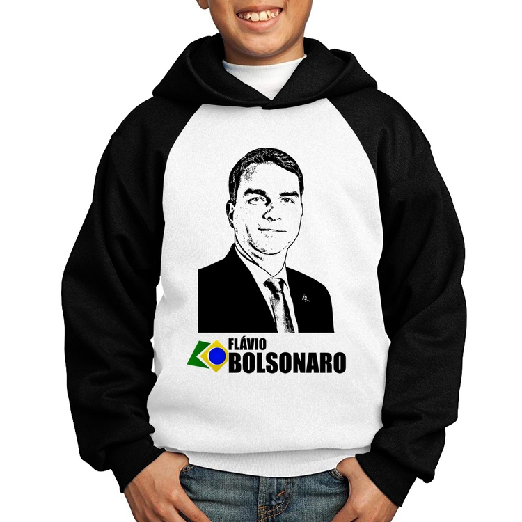Moletom Infantil Flávio Bolsonaro 2026 - Branco/Preto