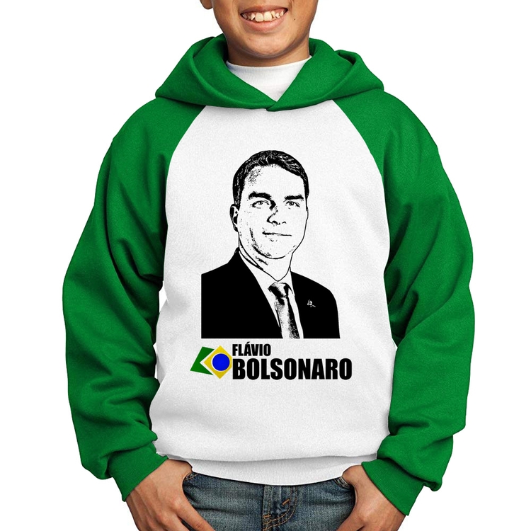 Moletom Infantil Flávio Bolsonaro 2026 - Branco/Verde