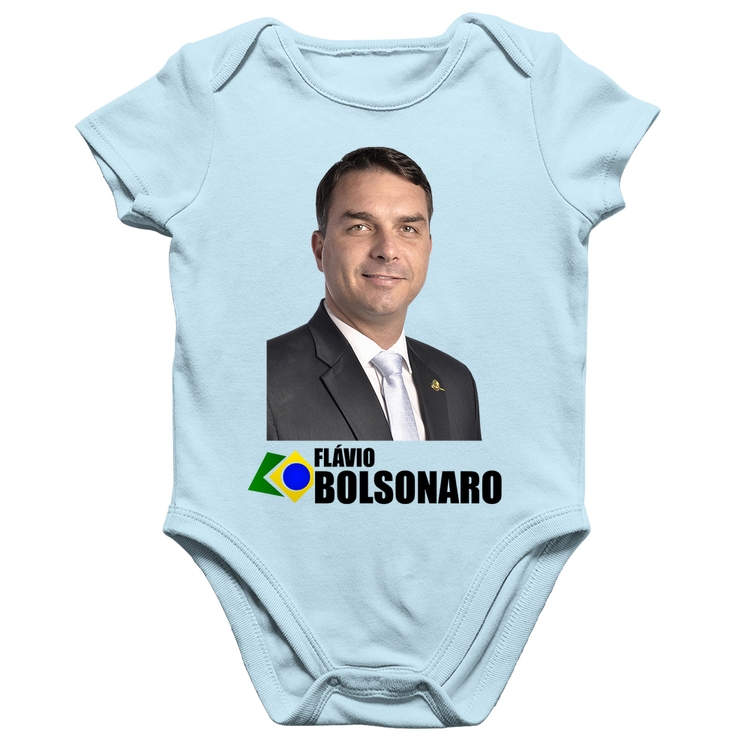 Body Bebê Algodão Flávio Bolsonaro - Azul Bebê