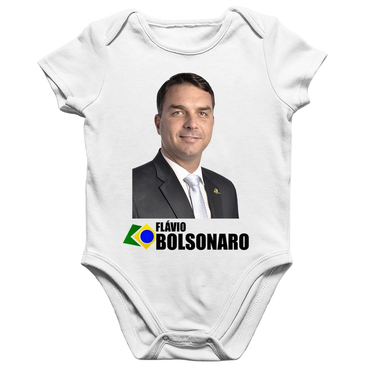 Body Bebê Algodão Flávio Bolsonaro - Branco