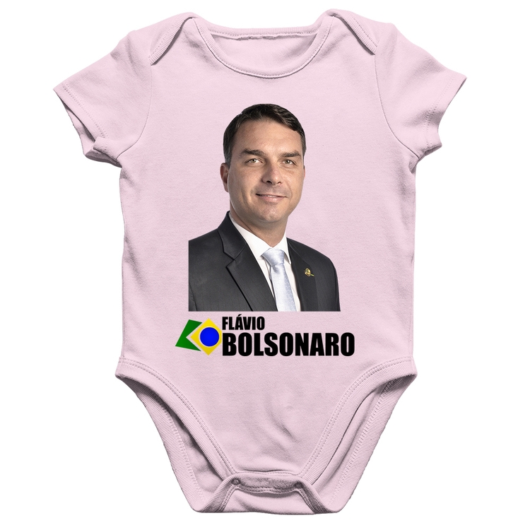 Body Bebê Algodão Flávio Bolsonaro - Rosa Bebê